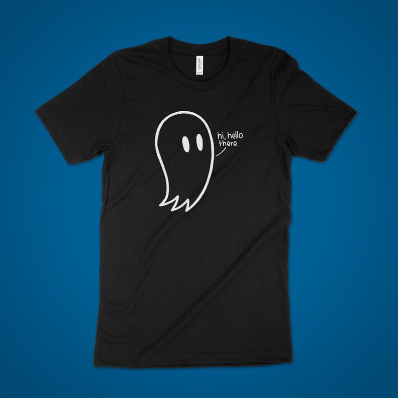 Fred the Ghost T-Shirt, süßes Geister-Shirt für Erwachsene & Kinder, süßes Halloween-T-Shirt, lustiges Halloween-T-Shirt, Spooky-T-Shirt, Geister-T-Shirt, schwarzes Shirt Bild 1