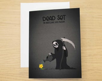 Grim Reaper Greeting Card | Encouragement, Dark Humor, Blank Inside