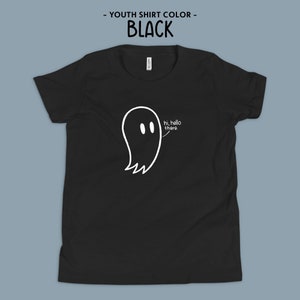 Fred the Ghost T-Shirt, süßes Geister-Shirt für Erwachsene & Kinder, süßes Halloween-T-Shirt, lustiges Halloween-T-Shirt, Spooky-T-Shirt, Geister-T-Shirt, schwarzes Shirt Bild 6