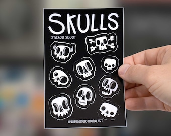 Skulls Sticker Sheet | 9 Artsy Fartsy Matte Decals | 4"x6" Sheet