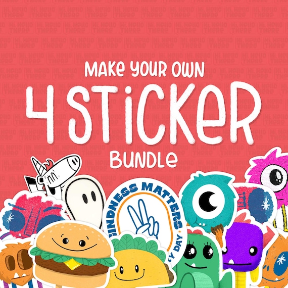 4 Sticker Bundle | Make Your Own Sticker Bundle, pick your own sticker  pack, custom sticker set, sticker multipack, cute and fun stickers