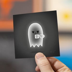 Grumpy Ghostie Art Print | Coffee Ghost Wall Decor