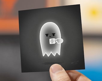 Grumpy Ghostie Art Print | Coffee Ghost Wall Decor