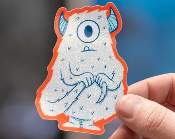 Wallace the Anxiety Monster Glitter Sticker |  4 inch Water-Proof Decal