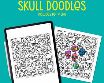 Skull Doodles Coloring Sheet (PDF & JPG)