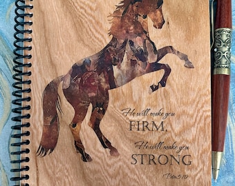 Beautiful Cherry Wood Notebook! Horse #1