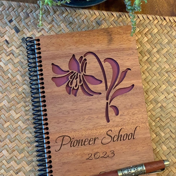 Wood Notebook - engraved and cut out - "Lily"