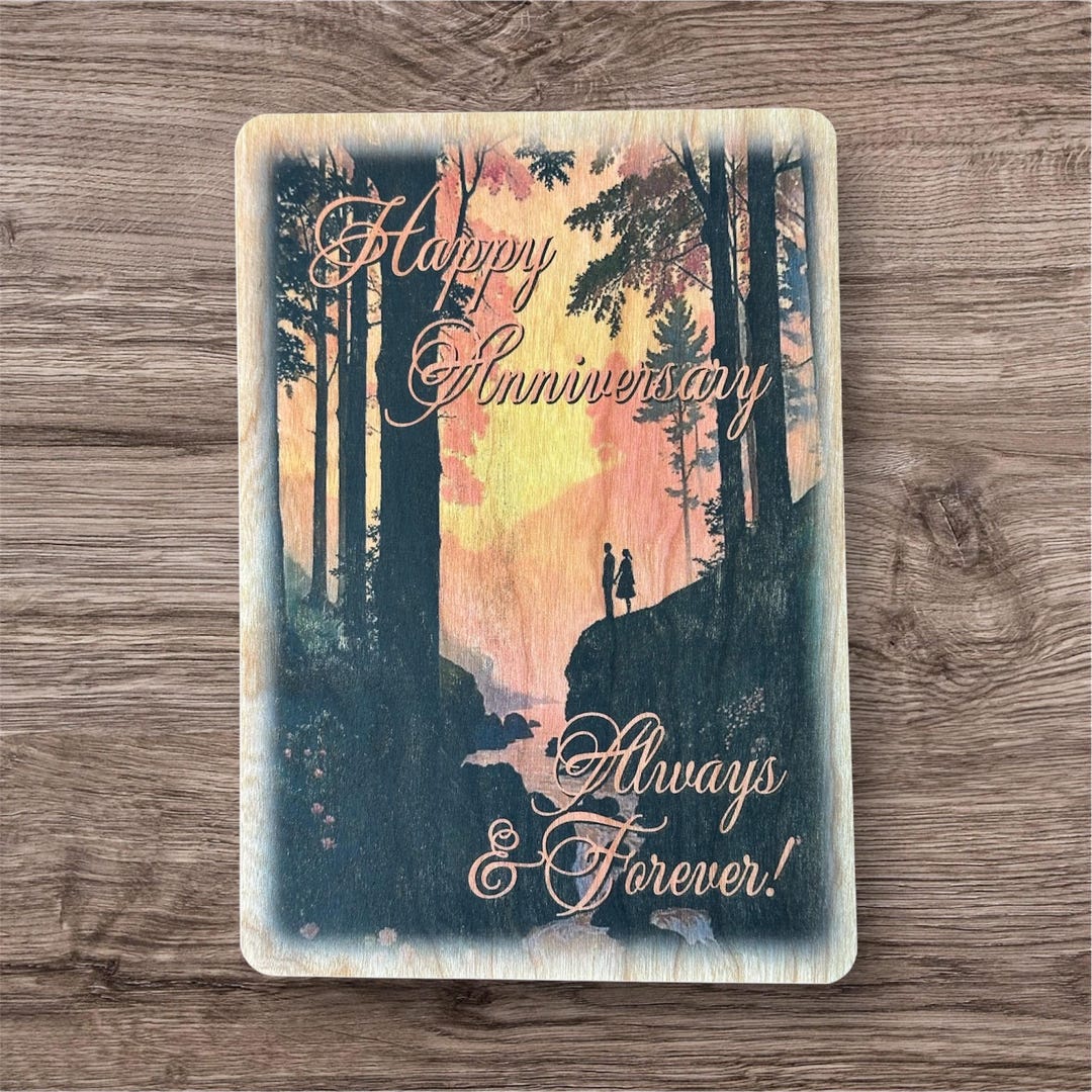 Wood Veneer Greeting Card. “forest” Anniversary - Etsy