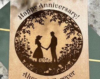Anniversary Card & Keepsake - laser engraved on Maple  4x6