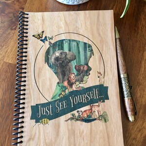 Regalo JW. Quaderno in legno! Bellissimo quaderno impiallacciato in legno di ciliegio! Grafica "See Yourself-Boy"