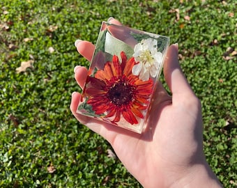 Conservación de ramo de novia personalizado: Recuerdo rectangular de resina (8,9 cm)