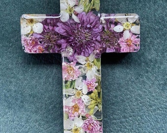 Cruz de preservación de flores personalizada: recuerdo de ramo de novia