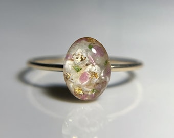 Anillo floral personalizado: chapado en oro de 14 k, preservación del ramo de novia