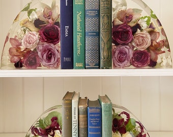 Custom Bookends made with Bridal Bouquet (DEPOSIT) - Functional Home Decor made with  Real Flowers from your Wedding, Unique Home Decor