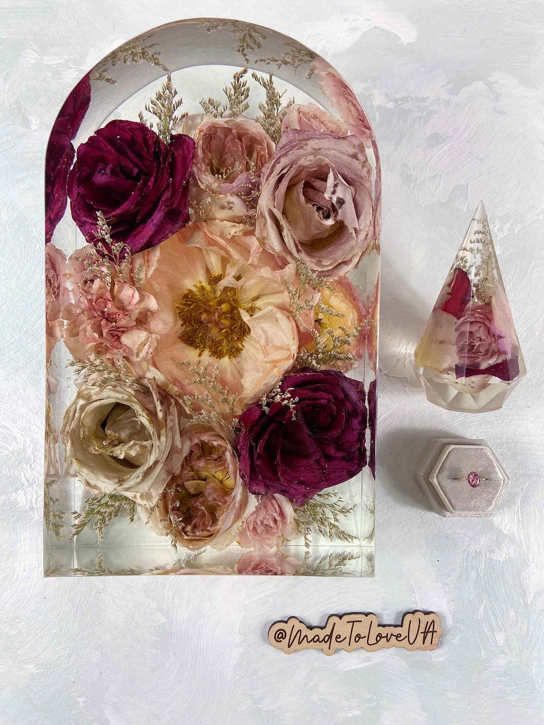 Custom Arch Bridal Bouquet Keepsake DEPOSIT Floral Preservation, Resin ...