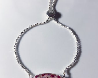 Pulsera de flores de plata de ley personalizada: recuerdo de ramo de novia