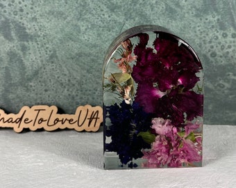 Preservación de flores personalizada: Mini arco de resina (8,9 cm)