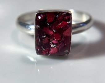 Anillo de preservación de ramo de novia personalizado: recuerdo de flor de plata de ley