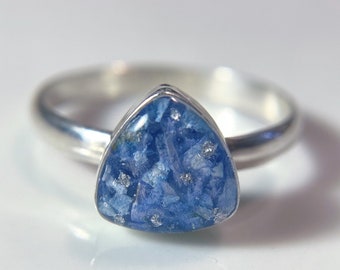 Anillo triangular de plata de ley personalizado: preservación de flores para ramo de novia