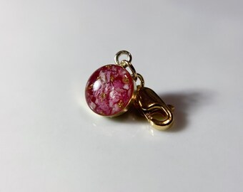 Dije de preservación de ramo de novia personalizado: recuerdo de flor de resina rellena de oro de 14 k