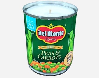 Peas and Carrots Soy CANdles Handmade Eco Friendly Zero Upcycled Recycled Can Candle Funny Gift Gag Gift Vegan Gift for Her