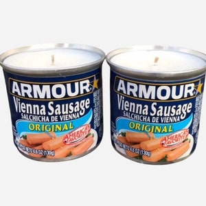 Vienna Sausage Can Candle Gag Gift Set of 2 Soy Wax Candles Funny Gift for Him Eco Friendly Recycled Hemp Wick Soy Wax Candles Handmade