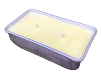 Citronella Lemongrass Small Loaf Pan Soy Candles Handmade Essential Oils Reusable Upcycled Outdoor Decor