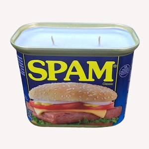SPAMdle Soy Candles Handmade Eco Friendly Upcycled Recycled Can Gag Candle Funny Gift Gag Gift for Him Scented Candles