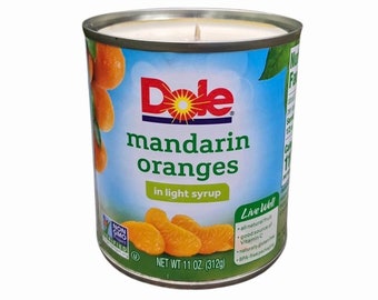 Mandarin Orange (11oz) Essential Oil Soy Candles Handmade Upcycled Recycled Can CANdle Organic Hemp Wick