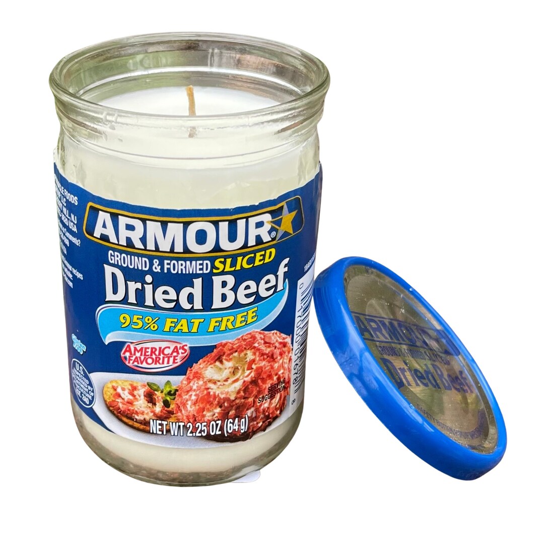 Dried Beef Candle Repurposed Soy Candle Organic Hemp Wick Eco Friendly