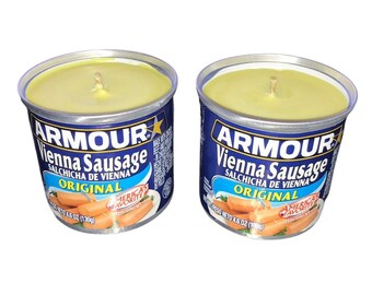 Citronella Lemongrass Bug Repellant Soy Candles Handmade Upcycled Recycled Vienna Sausage Can Candle Set of 2 Camping Gift for Him