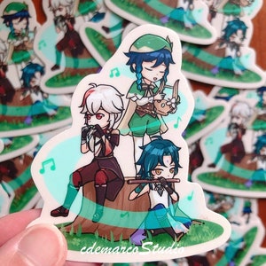 Genshin - Venti, Kazuha, Xiao Chibi Sticker