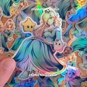 Pegatina holográfica de princesa estrella