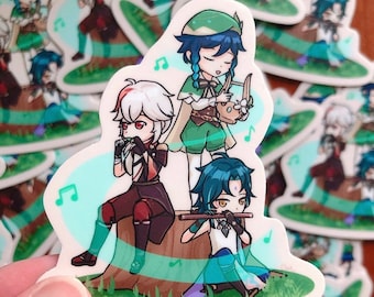 Genshin - Venti, Kazuha, Xiao Chibi Sticker