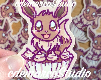 Pegatina de Cupcake Pixel Eevee