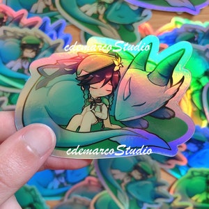 Genshin - Venti and Dvalin Holographic Sticker