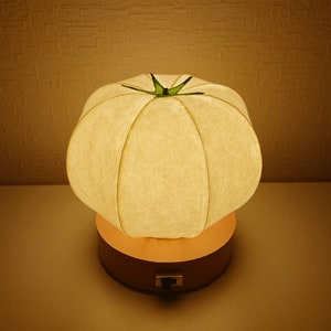 Tomato type Japanese paper shade night lamp image 1