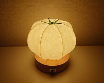 Tomato type Japanese paper shade night lamp