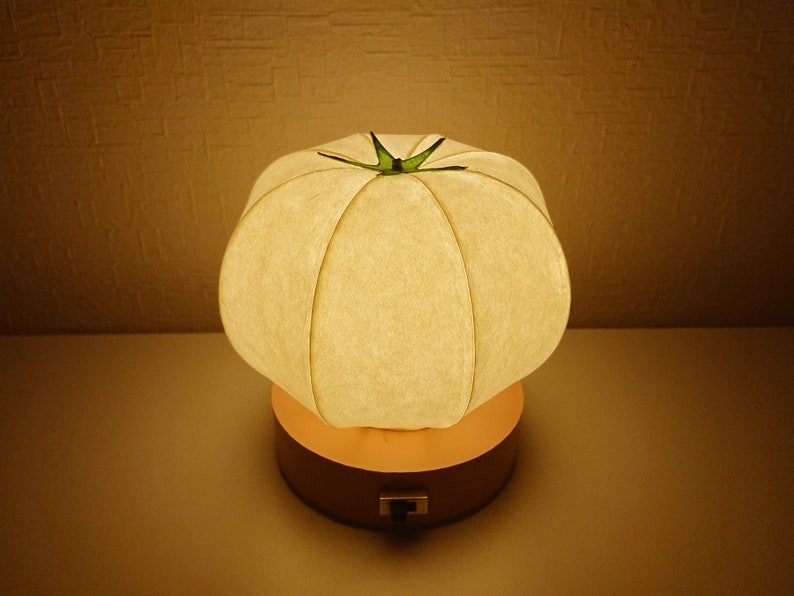 Tomato type Japanese paper shade night lamp image 1