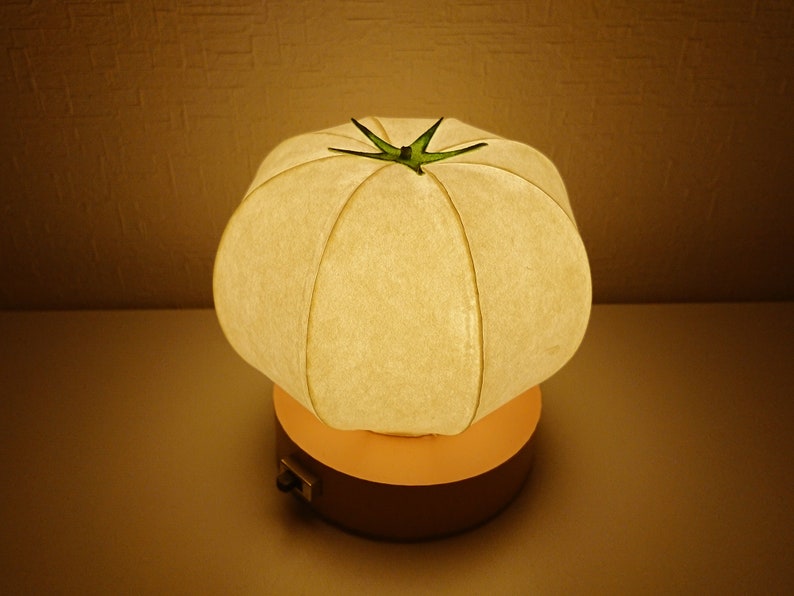 Tomato type Japanese paper shade night lamp image 2