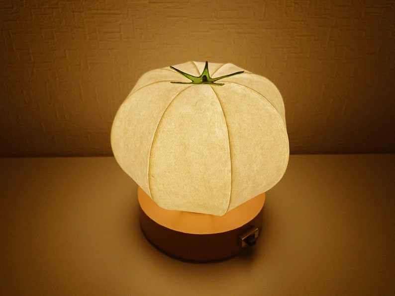 Tomato type Japanese paper shade night lamp image 3