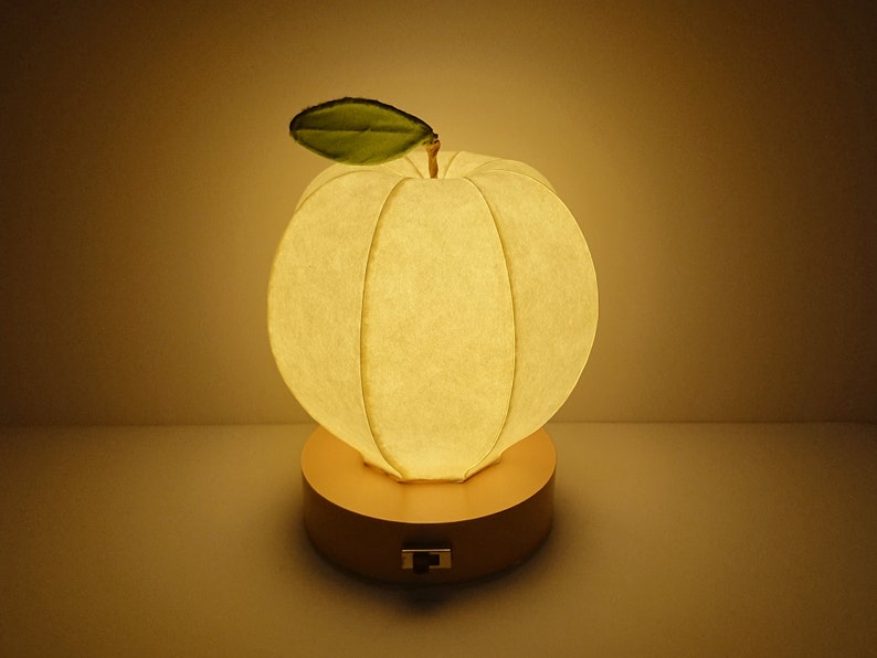 Apple type Japanese paper shade night lamp image 2