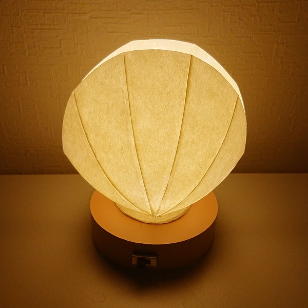 Seashell type Japanese paper shade night lamp