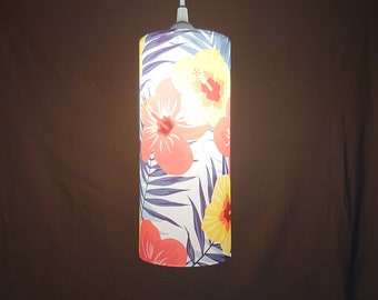 Hibiscus pattern illuminated print lampshade