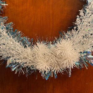 White and Blue Tinsel X'mas Wreath main image 0