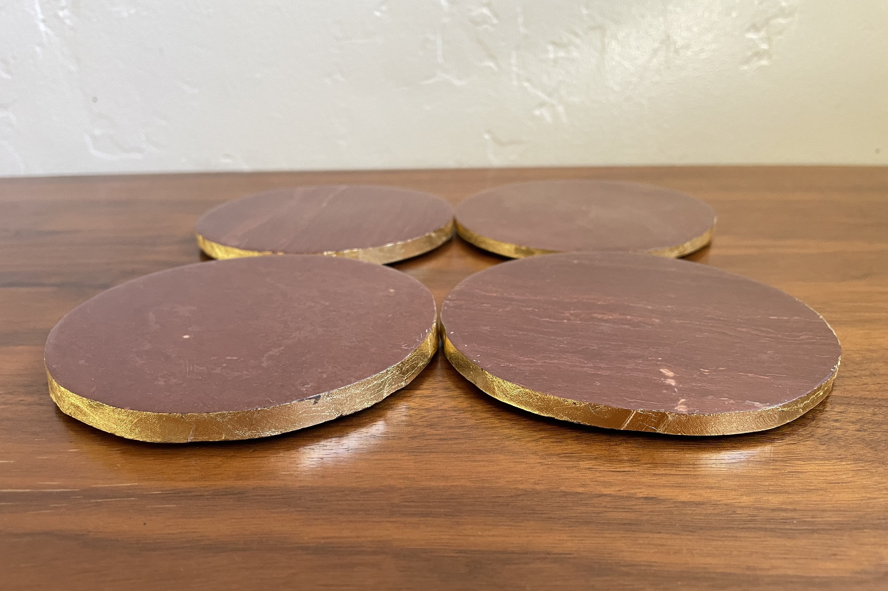 Chic Vintageinspired Stone Coasters with Gold Edges Etsy