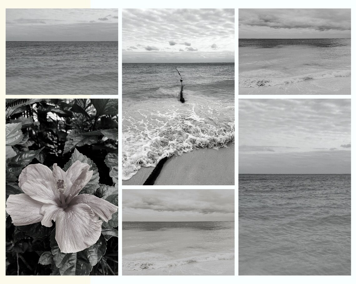 Black and White Beach Wall Decor Set of 4 Small 4x6 Etsy