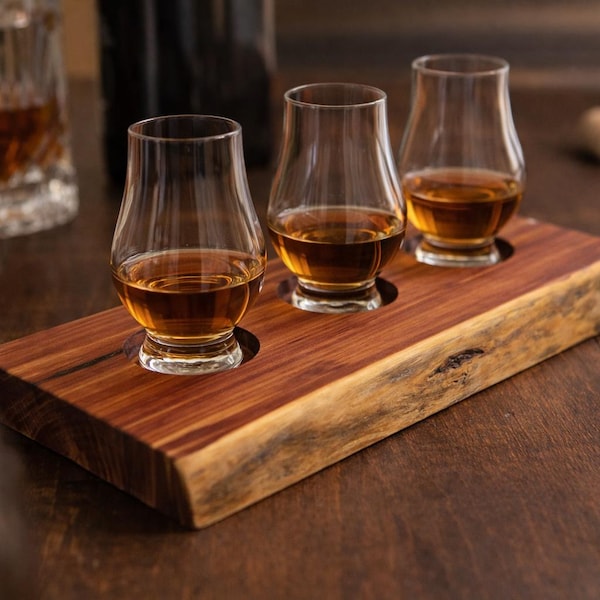 Eastern Red Cedar Beer Flight | Live Edge Whiskey Tasting Board, Rustic Sampler