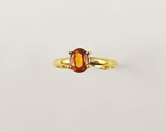 Citrine Stone Ring, Gold Plated Brass Jewelry, With Prong Setting Natural Gem Ring, Bohemian Style Statement Ring, RGDY06