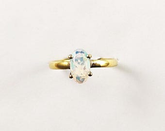 Ethiopian Opal Ring, Natural Ethiopian Opal Gold Plated Brass Ring, Handmade Statement Ring, Bohemian Jewelry, Minimalist Ring, RGSR101